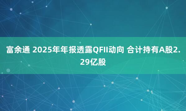富余通 2025年年报透露QFII动向 合计持有A股2.29亿股