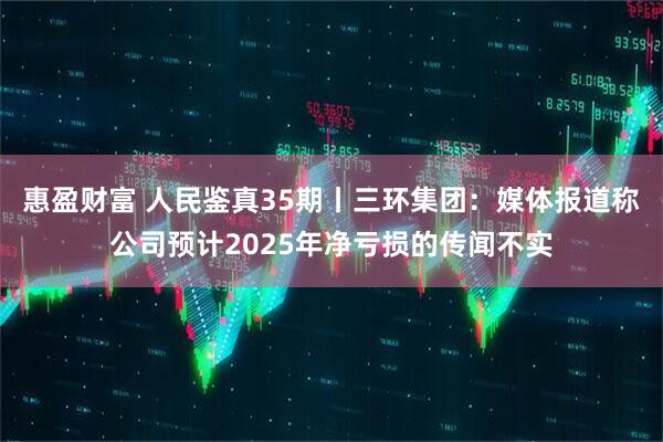 惠盈财富 人民鉴真35期丨三环集团：媒体报道称公司预计2025年净亏损的传闻不实