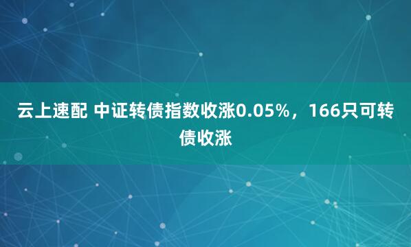 云上速配 中证转债指数收涨0.05%，166只可转债收涨