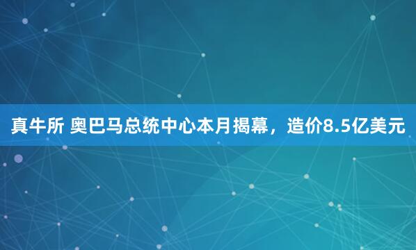 真牛所 奥巴马总统中心本月揭幕，造价8.5亿美元